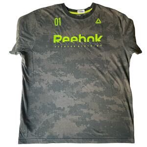 Reebok Men’s Short Sleeve T-shirt size L, Camo Gray & Green, Fitness Division